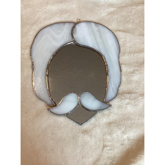 Vintage Handmade Stained Glass Man With Mustache Head Face Mirrored Decoration - Picture 5 of 5